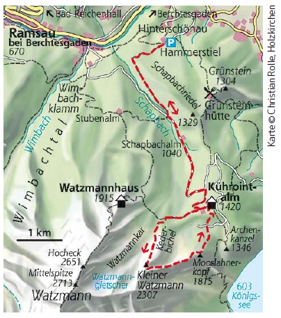Kleiner Watzmann Überschreitung Karte