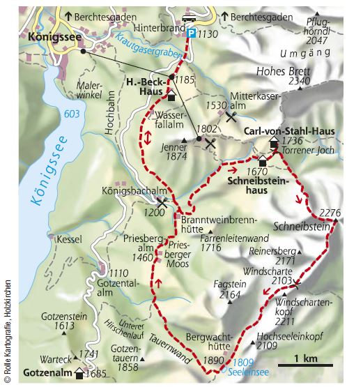 Karte Schneibstein Berchtesgadener Alpen