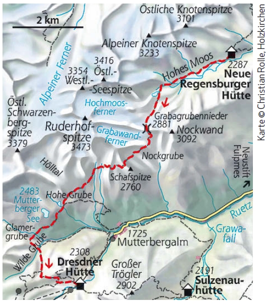 Stubaier Höhenweg Etappe 3 Karte
