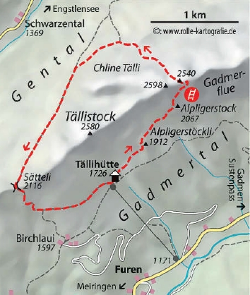 Taelli Klettersteig Karte