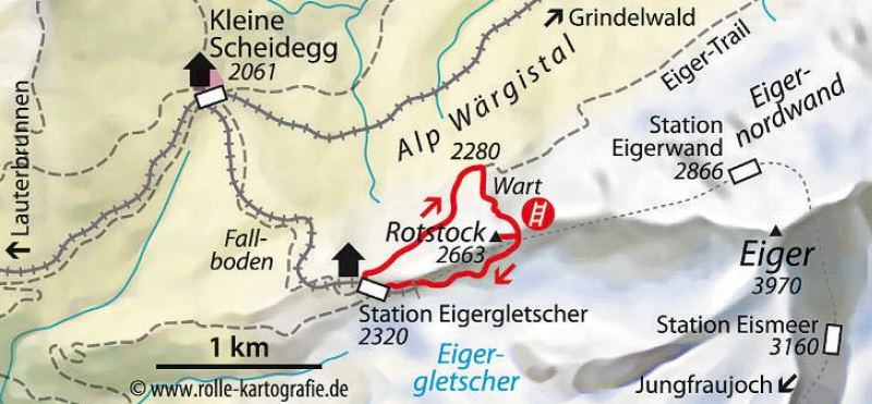 Eiger-Rotstock-Klettersteig Karte