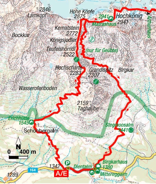 Königsjodler Klettersteig Karte