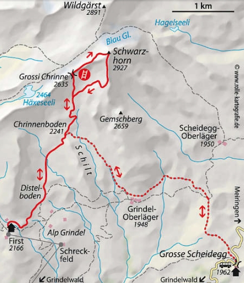 Schwarzhorn Klettersteig Karte