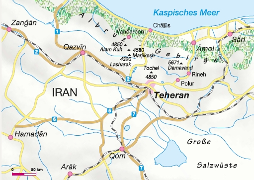 Wandern Iran Karte