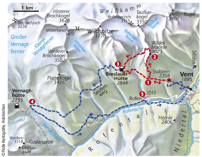 Bergtour Wildes Mannle Karte