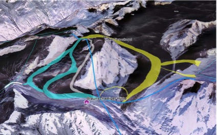 Die geplanten Ausbauten auf den beiden Gletschern (Grafik: DAV)