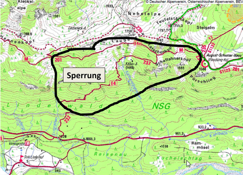 Felssturzgefahr: Wegsperrung in den Ammergauer Alpen