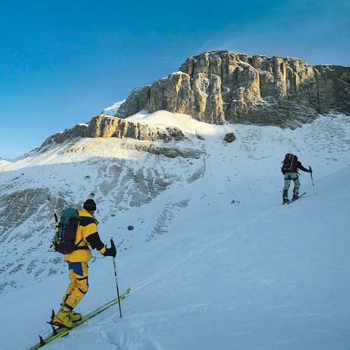 Der anspruchsvolle Anstieg zum Piz Platta beginnt mit mäßig geneigten Idealhängen