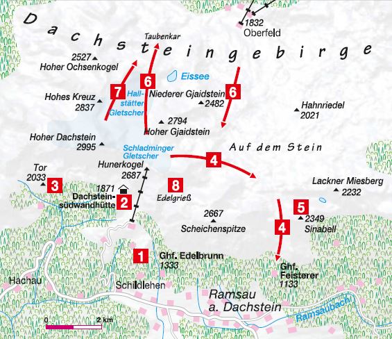 karte skitouren dachstein