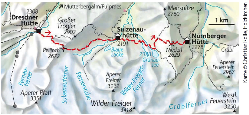 Stubaier Höhenweg Etappe 4 Karte