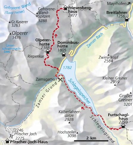 Wanderkarte 6. Etappe Berliner Höhenweg