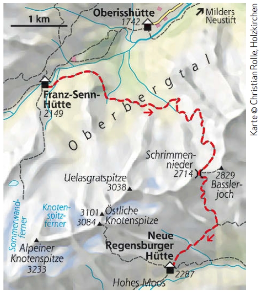Stubaier Höhenweg Etappe 2 Karte
