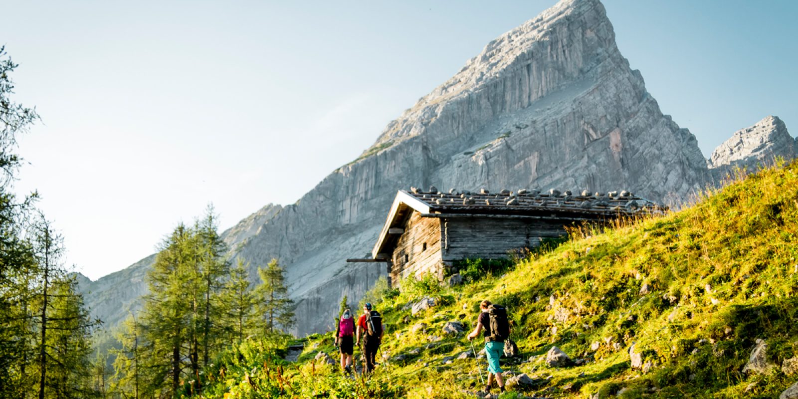 Mit Blick auf den Kleinen Watzmann: Die Falzalm am Weg zum Watzmannhaus